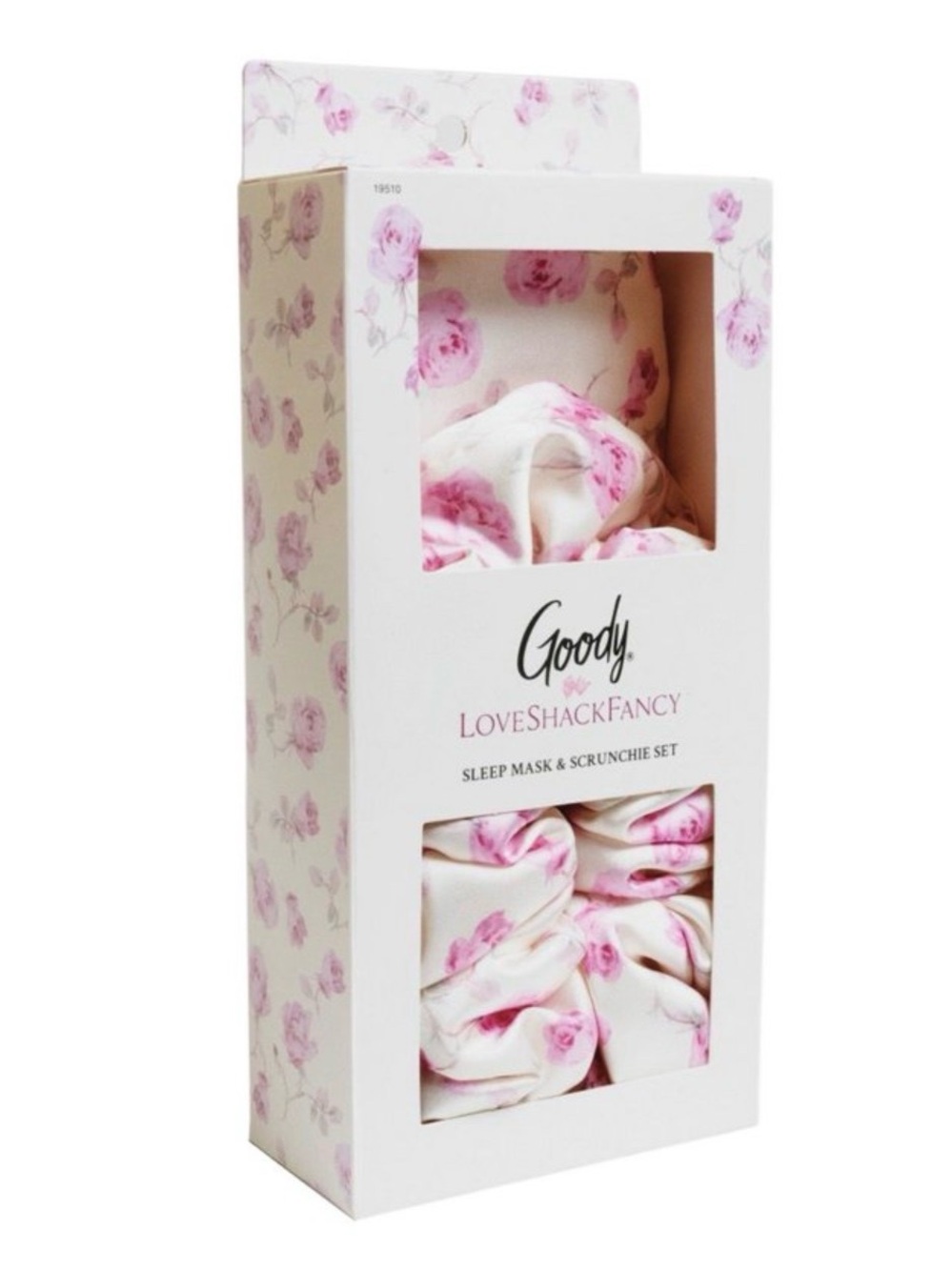 LoveShackFancy Goody Ribbon Rosa Eye Mask +Scrunchie 2CT Sterling Dusk - NWT